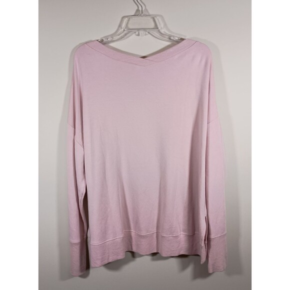 Athleta Coaster Luxe V-Neck Sweatshirt Sweater Thumbholes Pink Womens Size XL - Picture 8 of 12